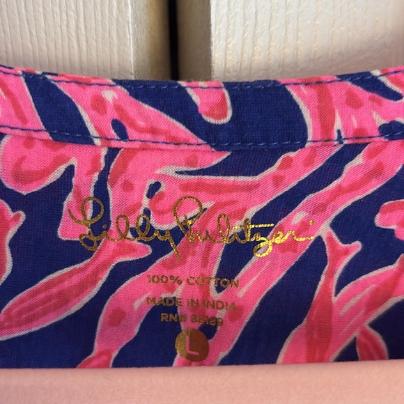 Lilly Pulitzer Pink Coral Reef Print Sleeveless Blouse Size Large - Picture 3 of 5